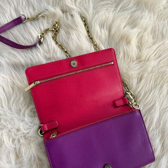 Tory Burch Chain Wallet - Purple Leather - Picture 2 of 9